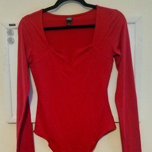 Wild Fable Long Sleeve Red Body Suit, Size Small